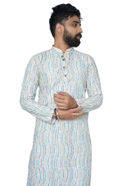Multicolor Cotton Kurta for Men With Chicken Work Colorburst Charm
