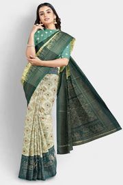 Royal Silk Saree by Sarandhri Rajdarbari Jadeite Silk with Golden Grace  x One Blouse