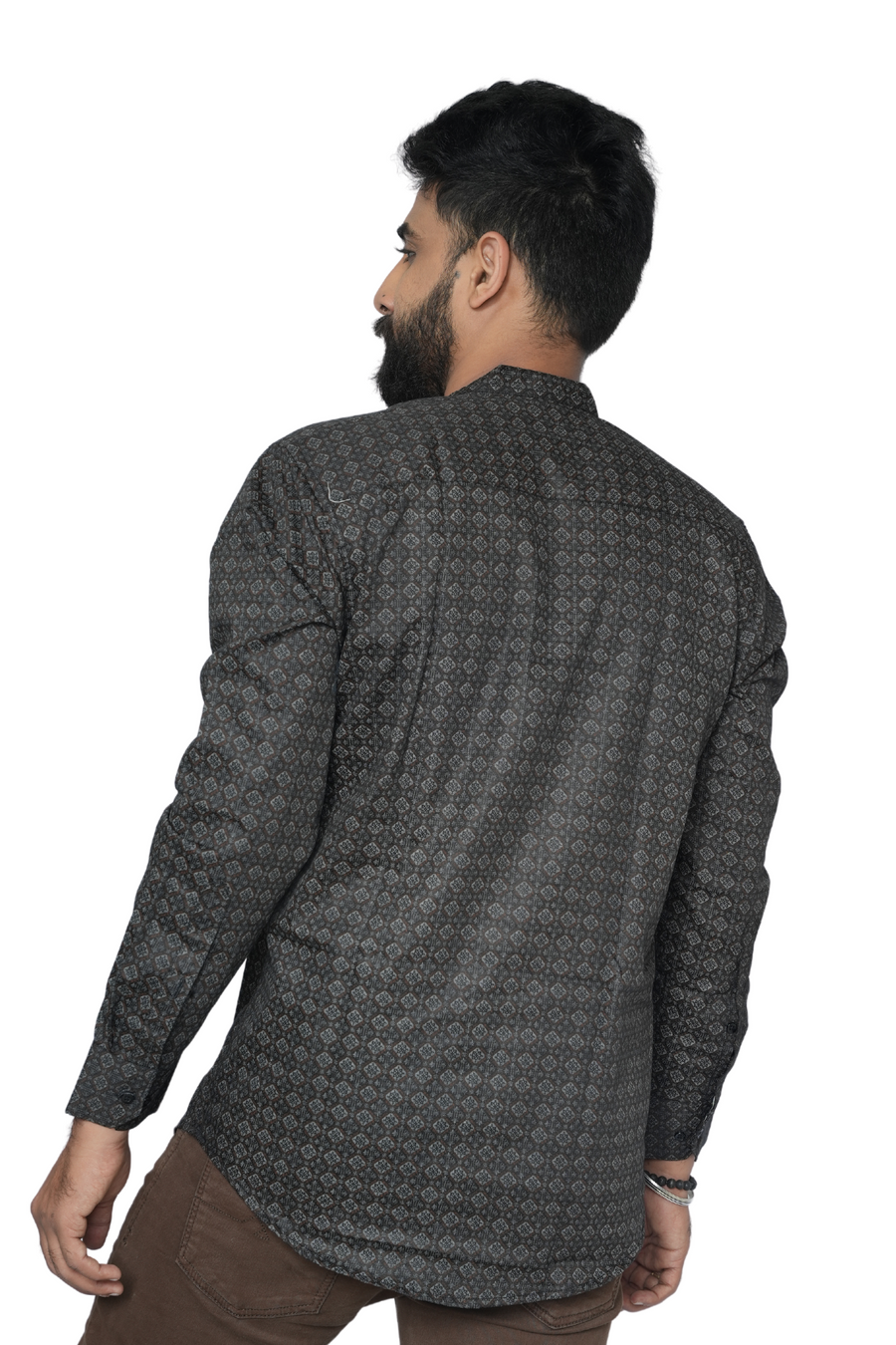 Black Short Kurta For Men Obsidian PanacheUnis| Premium Cotton-Satin Kurta Shirt