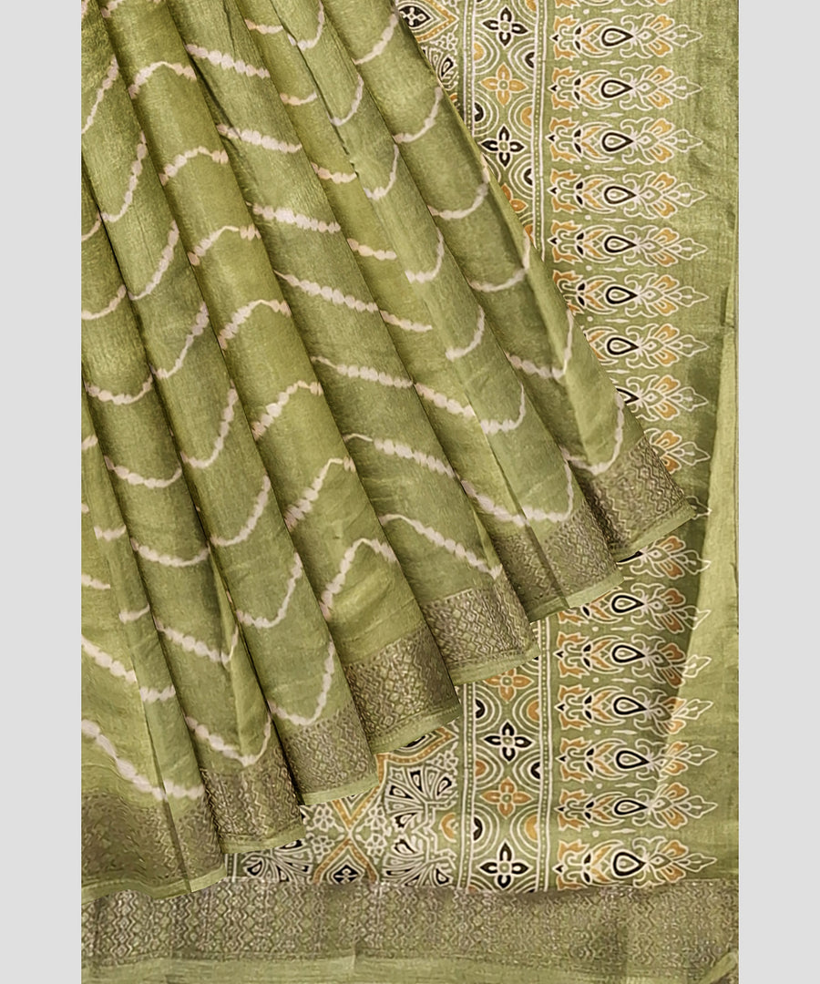 Silk Saree by Sarandhri Dola Silk Cambridge Saree Pistachio Pathway Charm x One Blouse