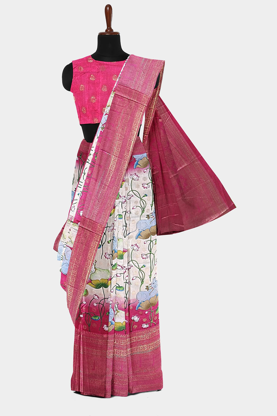 Royal Silk Saree by Sarandhri Rajdarbari Silk Blooming Meadow Sunshine x One Blouse