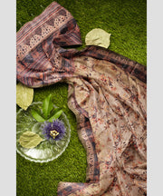 Silk Saree by Sarandhri Cosy Silk with a Floral Print Scarlet Leaf Harmony x One Blouse
