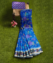 Silk Saree by Sarandhri Artisanal Dhaka Silk Sapphire Symphony x One Blouse