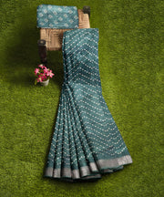 Silk Saree by Sarandhri Dola Silk with Jacquard Border Riddhi Majestic Green Zags Glam x One Blouse