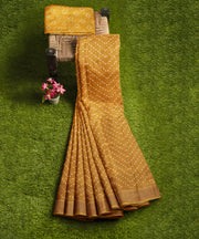 Silk Saree by Sarandhri Dola Silk with Jacquard Border Riddhi Sunburst Zig Ensemble x One Blouse