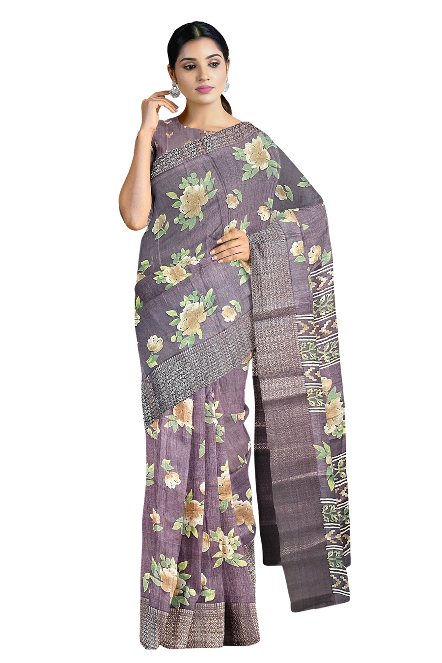 Silk Saree by Sarandhri Dola Silk Cambridge Saree Lilac Bloom Symphony x One Blouse