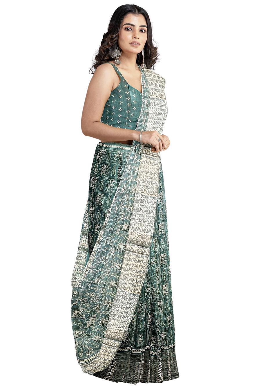 Silk Saree by Sarandhri Dola Silk Cambridge Saree Chartreuse Couture Charm x One Blouse