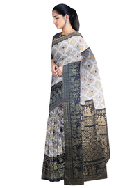 Royal Silk Saree by Sarandhri Rajdarbari Smoky Silk and Gold x One Blouse