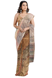 Silk Saree by Sarandhri Cosy Silk Evergreen Sunset Stripes x One Blouse