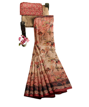Silk Saree by Sarandhri Cosy Silk with a Floral Print Mellow Marigold Melody x One Blouse