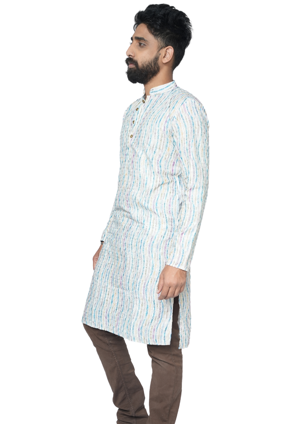 Multicolor Cotton Kurta for Men With Chicken Work Colorburst Charm